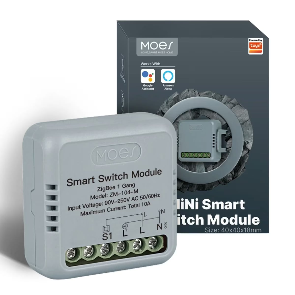 Moes ZM-104B-M-LT-MS Zigbee реле-модуль 2 канала без нуля в доза
