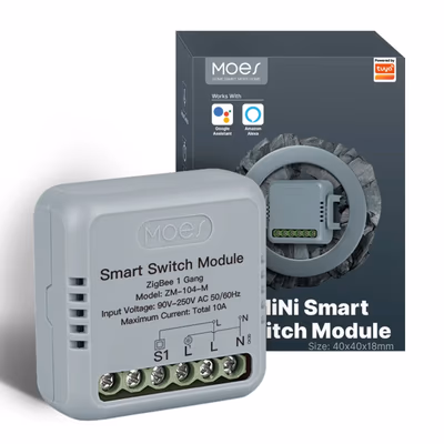 Moes ZM-104B-M-LT-MS Zigbee реле-модуль 2 канала без нуля в доза