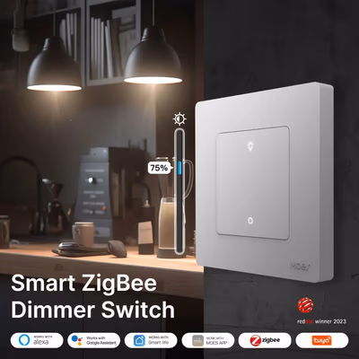 Moes ZS-SR-EUD2 диммер Zigbee Star Ring на 2 канала, серое стекло