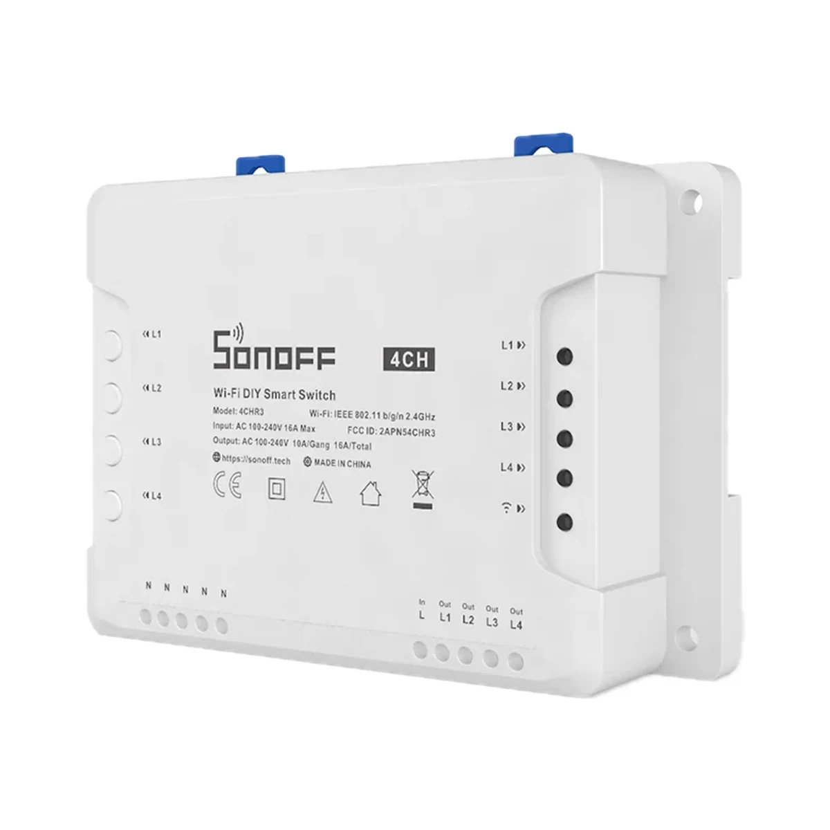 Sonoff 4CHR3 releu Wi-Fi cu 4 canale pentru șină DIN
