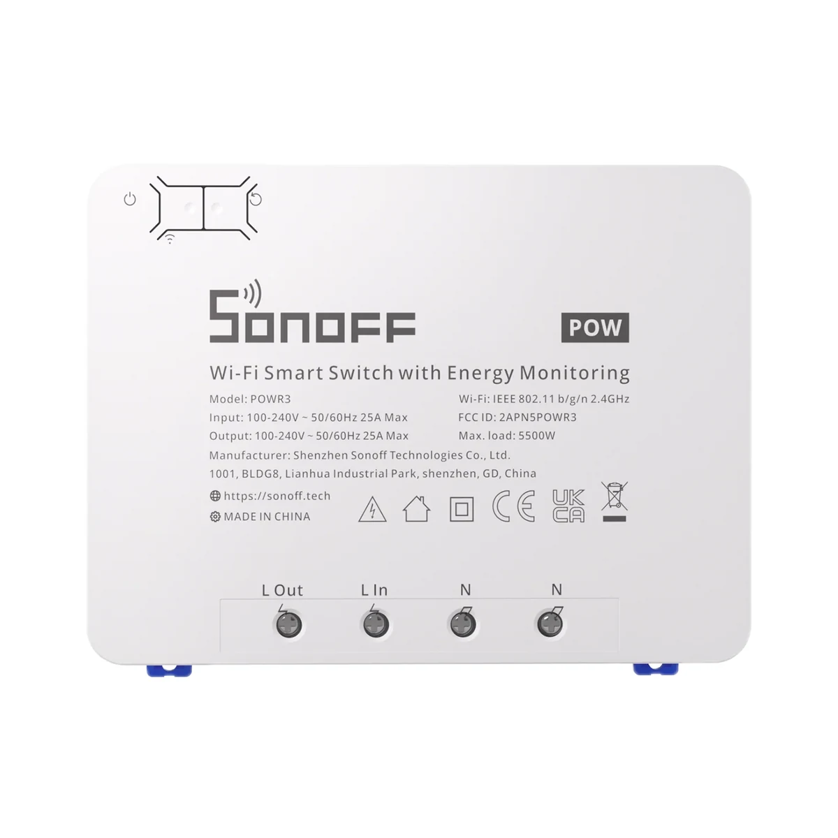 Sonoff POWR3 releu Wi-Fi 25 A / 5500 W cu contorizarea energiei