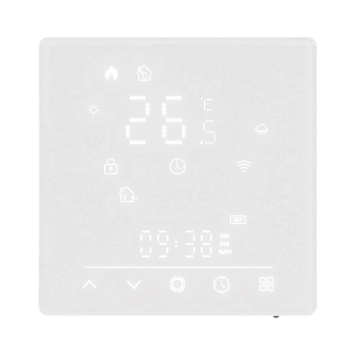 Foto de la producător (serie): Moes WHT-S02 termostat pentru pardoseală electrică 16 A, Matter prin Wi-Fi, alb