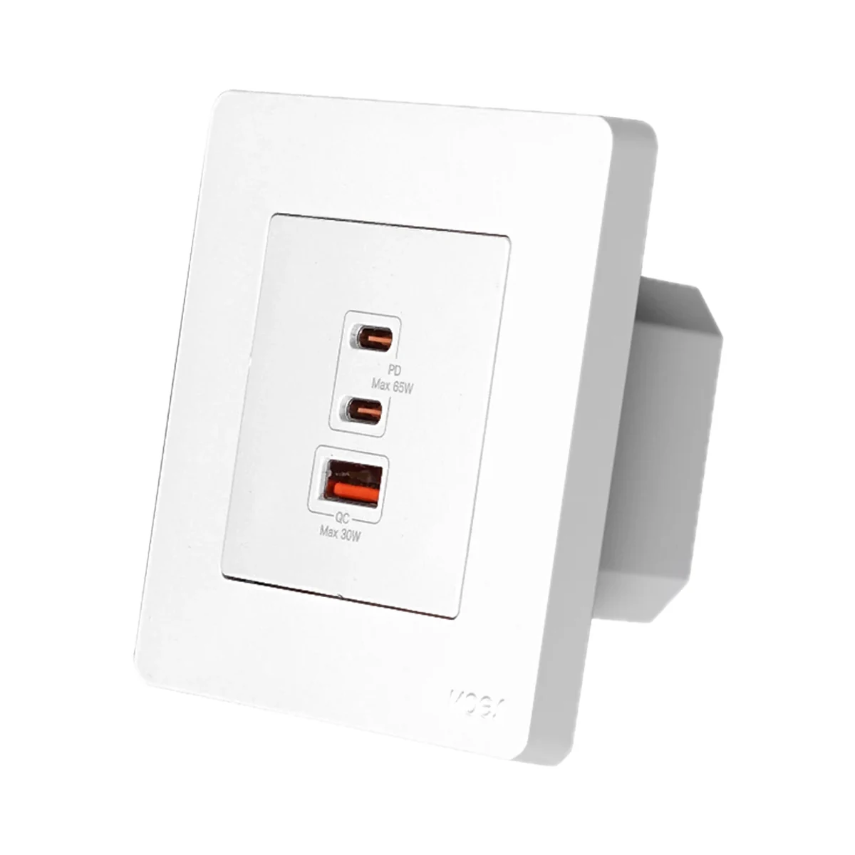 Moes Star Ring priză USB încastrată GaN 65 W, 2×USB-C + USB-A, albă