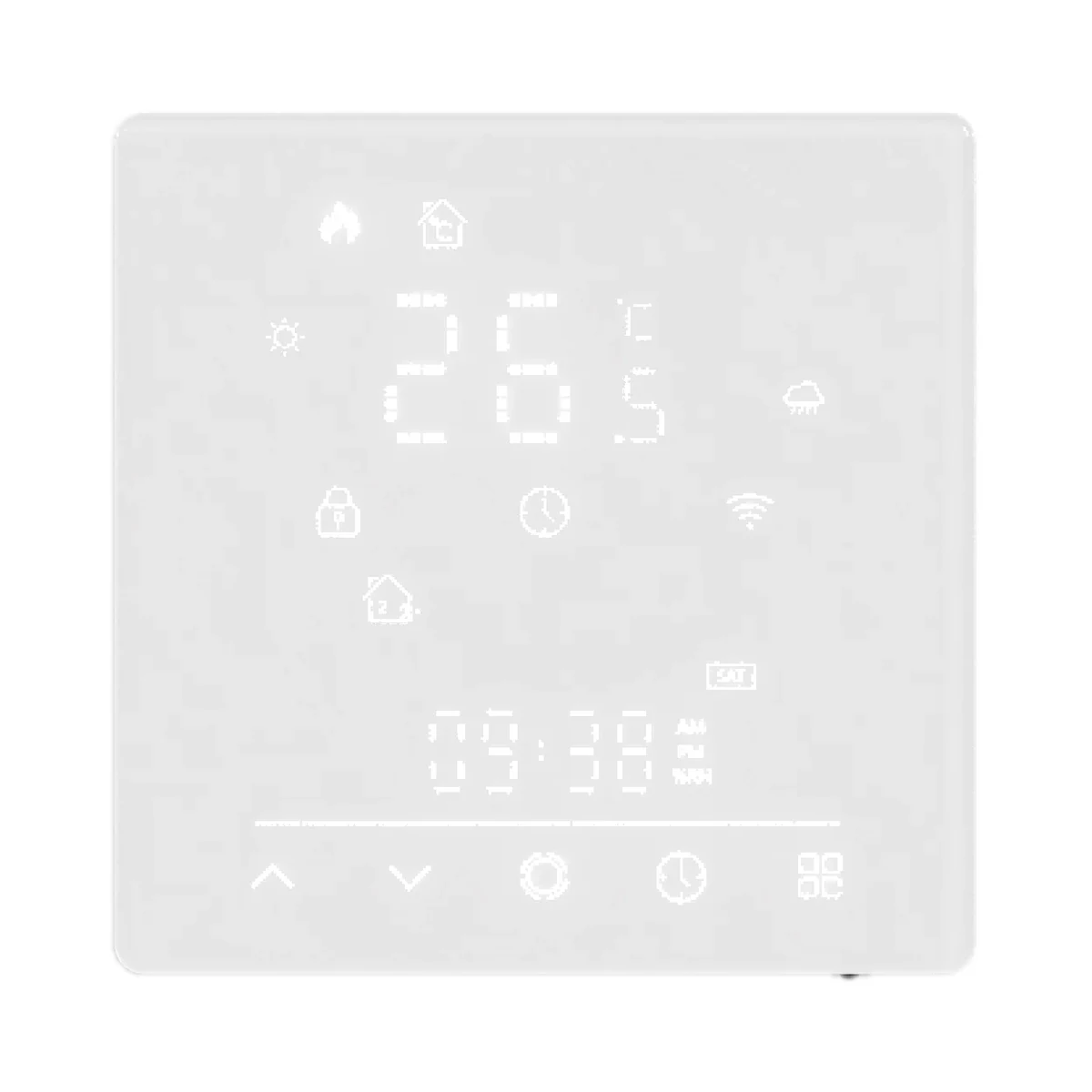 Foto de la producător (serie): Moes WHT-S02 termostat Matter-over-WiFi pentru cazan gaz/apă 5A alb