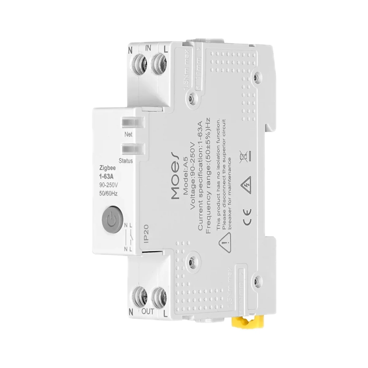 Moes A5 — releu inteligent Zigbee până la 63 A cu măsurarea energiei