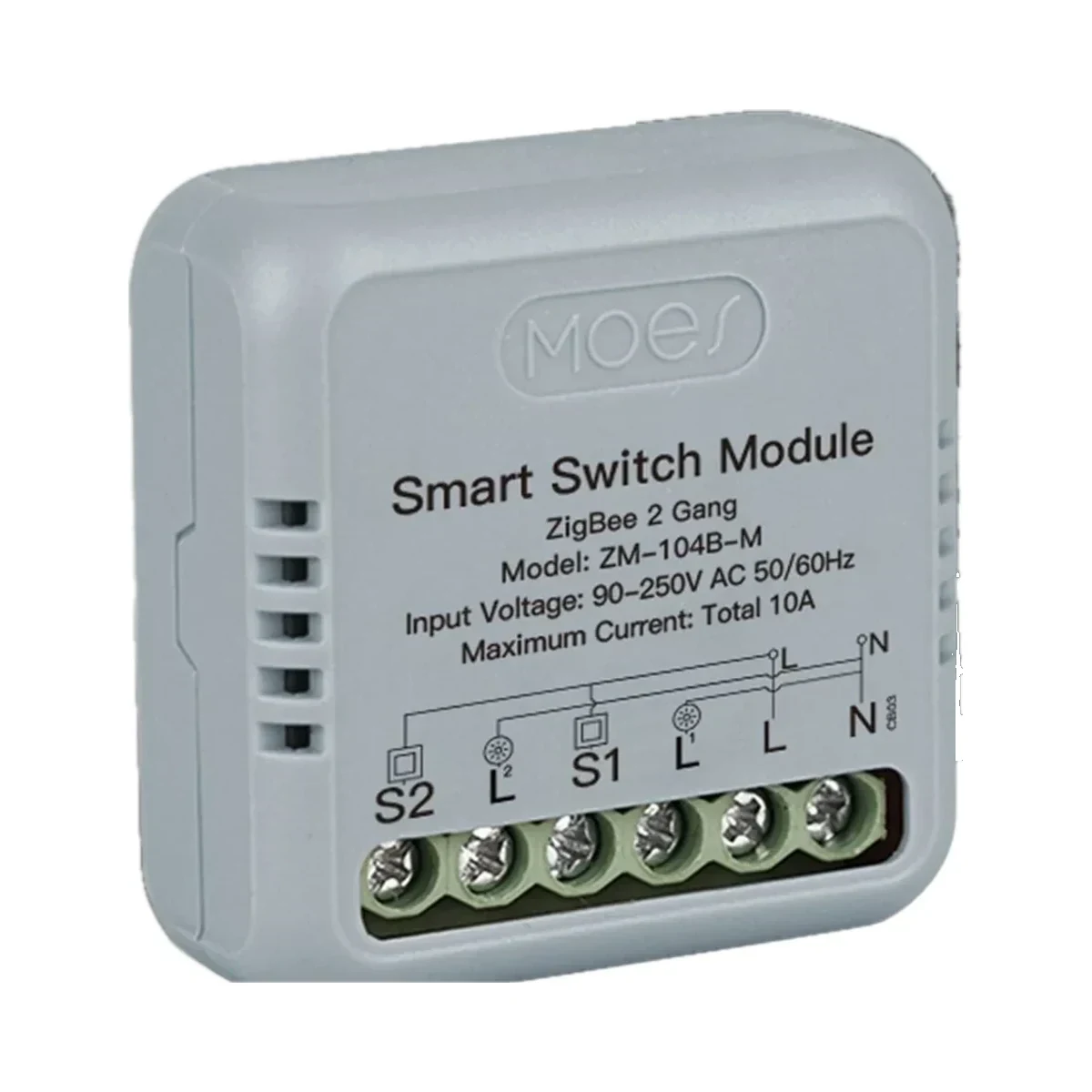 Moes ZM-104B-M modul releu Zigbee cu 2 canale în doză, 10 A în total, necesită nul