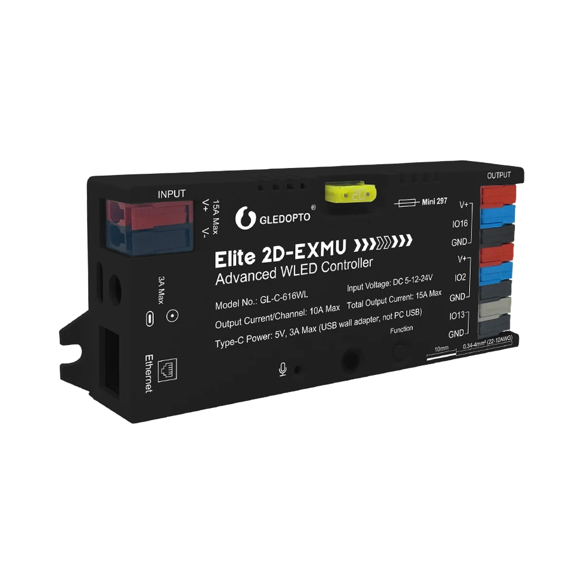 Gledopto Elite 2D-EXMU GL-C-616WL controler ESP32 WLED, 2 ieșiri + LAN