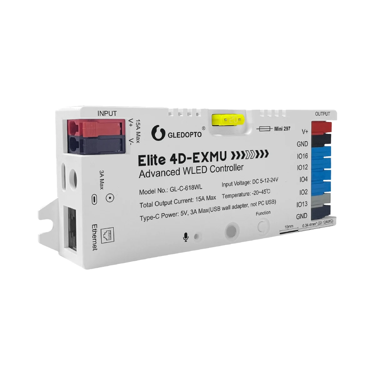 Gledopto Elite 4D-EXMU GL-C-618WL controler ESP32 WLED, 4 ieșiri + LAN