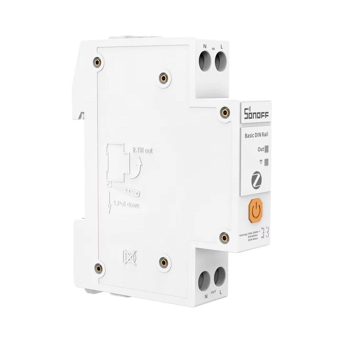 Sonoff BASIC-ZB1GSP releu Zigbee pe șină DIN 32 A / 7680 W cu contorizarea energiei