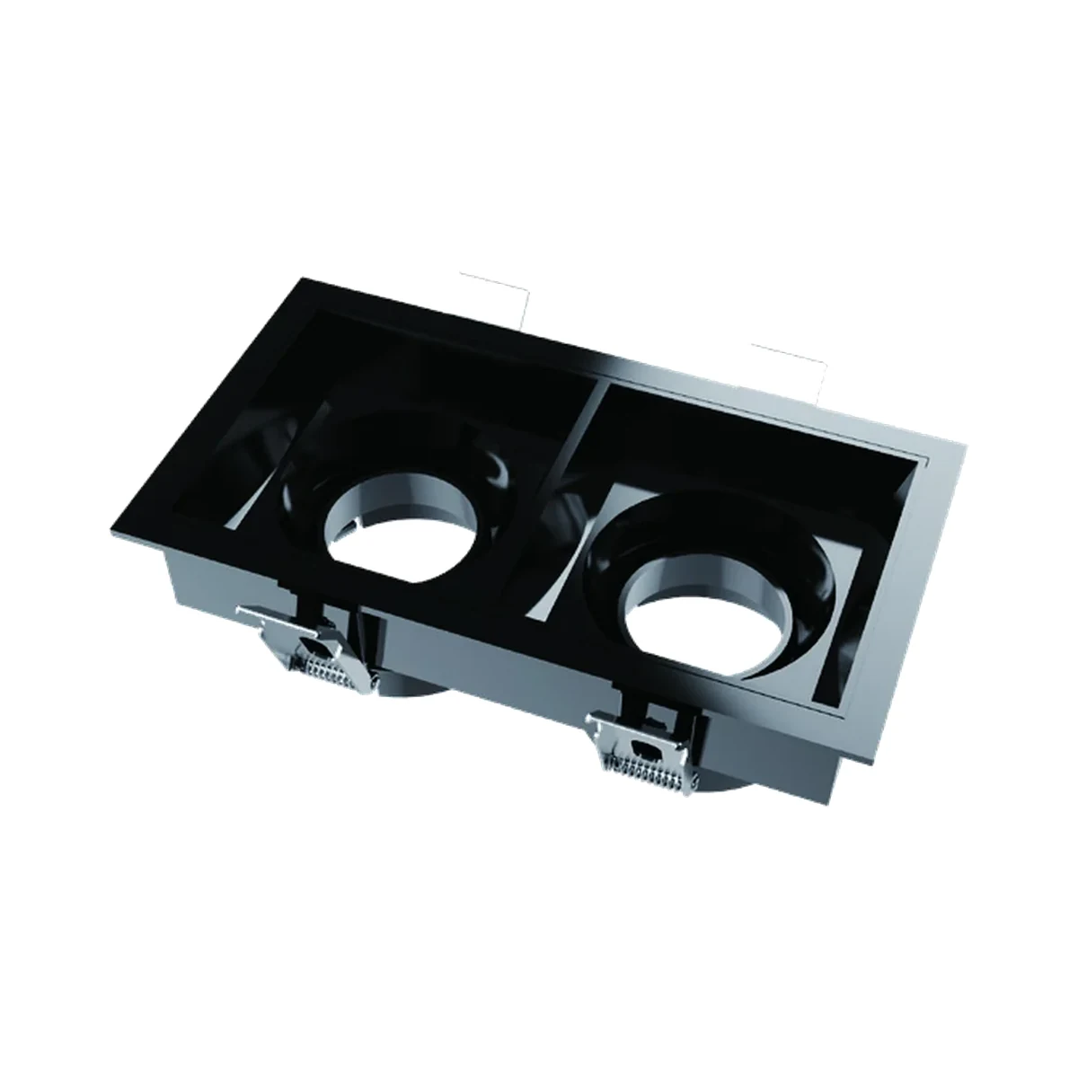 Foto de la producător (serie): Yeelight Pro U ramă pătrată dublă încastrată pentru 2 module spot, neagră